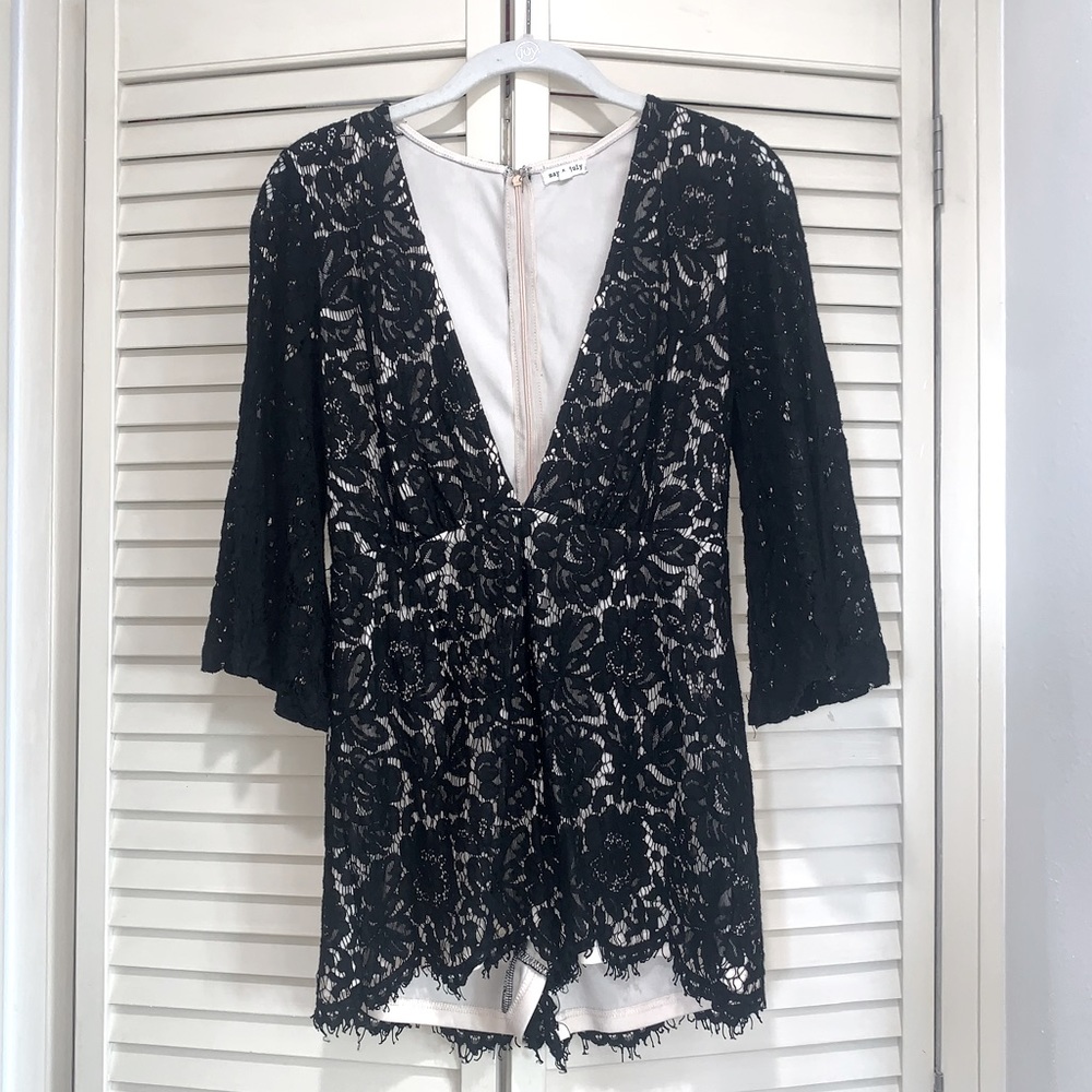 May & July Black Lace Romper